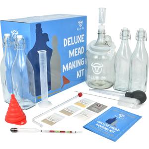 DELUXE Mead Making Kit with Storage Bottles, Hydrometer & Extra Yeast Nutrients - Honey Wine Making Kit - Mead Kit Complete - Mead Supplies for 1 Gallon of Mead  Mead Brewing Kit