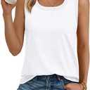 AUTOMET Womens Loose Fit Casual Flowy Tank Tops Square Neck Trendy Sleeveless Summer Tops Clothes Spring Outfits 2026 (White), XS