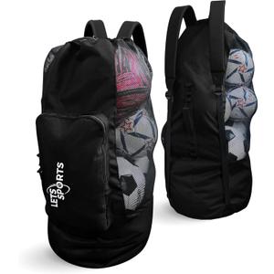 Soccer Ball Bag for Basketball, Volleyball & Football | Large Drawstring Ball Bags Mesh | Heavy-Duty Soccer Ball Bags for Coaches | Equipment Bag w/Shoulder Strap | 37" x 17" (Black)