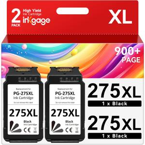 PG-275XL Compatible for Canon PG-275 Black Ink Cartridge for Canon 275 Black Ink 275 275XL Ink cartridges fit for Canon PIXMA TS3722 TR4720 TS3522 TS3500 TR4700 TR4722 TS3720 Printer,2 Black