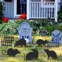 5 PCS Black Rats Halloween Decorations Outdoor Yard Signs 5 Style Rats Garden Signs with Stakes Halloween Decorations for Outdoor Yard Lawn Garden Halloween Decor