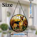 Stained Glass Suncatcher German Shepherd Among Sunflowers Handmade Window Hangings Colored Glass Suncatcher for Indoor Garden Christmas Home Decor Gift for Pet Dog Lover Memorial 6.3in