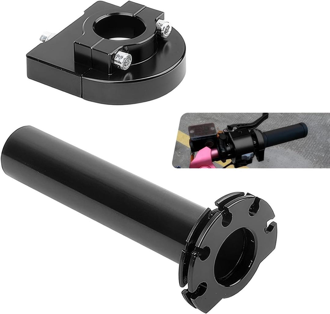 Motorcycle Throttle Grip, 22 mm 7/8" Alloy Quick Throttle Twist Grip, CNC Technology Anti-Slip Rustproof Handlebar Accelerator Replacement, for Most Motorcycles, Scooters, ATVs (Black)
