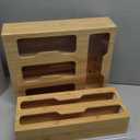Bamboo Kitchen Storage Bag Organizer, Drawer Organizer with Foil Dispenser, Bamboo Organizer for Sandwich Bags, Plastic Wrap, Baggie and Foil, Premium Kitchen Drawer Organizer