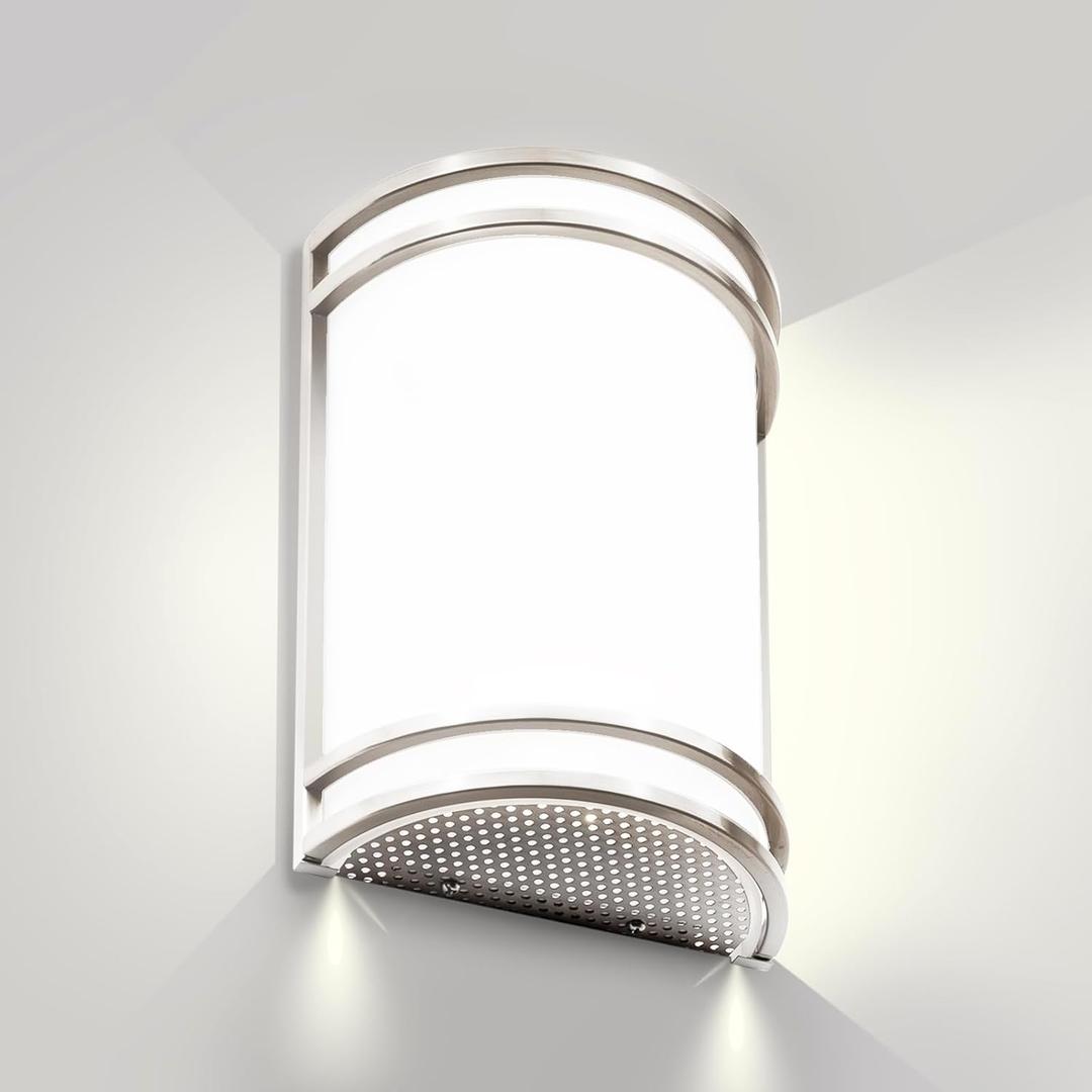 Indoor Wall Sconce, Half Cylinder Wall Light Fixture, 3000K 4000K 5000K Color Temperature Adjustable, Dimmable LED Modern Wall Light for Hallway Bedroom Living Room, Brushed Nickel (1 Pack)