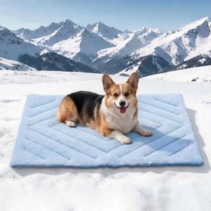 Dog Cooling Mat Self Coolings Foldable Cooling Pad for Dog in Summer Coolings Mat for Dogs and Cats Machine Washable (Rectangle,Blue, Large-48 L x 28" W)