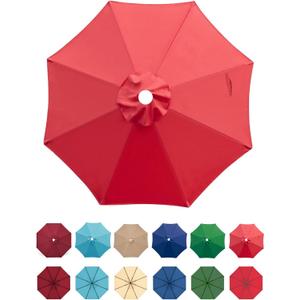 9ft Patio Umbrella Replacement Canopy Only,Outdoor Table Market Yard Umbrella Top for Outdoor Umbrella Canopy with 8 Ribs (Red)