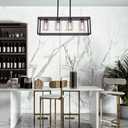 XILICON Black Dining Room Chandeliers Lighting Fixture Linear Pendant Modern 4-Light with Glass Shades Vintage Farmhouse Ceiling Light Hanging for Kitchen Island Cafe Bar