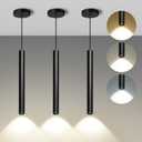 Pendant Light Fixtures, Black Pendant Lights for Kitchen Island, 15" H Dimmable 12W LED Modern Hanging Lights, 2700K-6000K Adjustable Color Temperature, ETL, 3 Pack