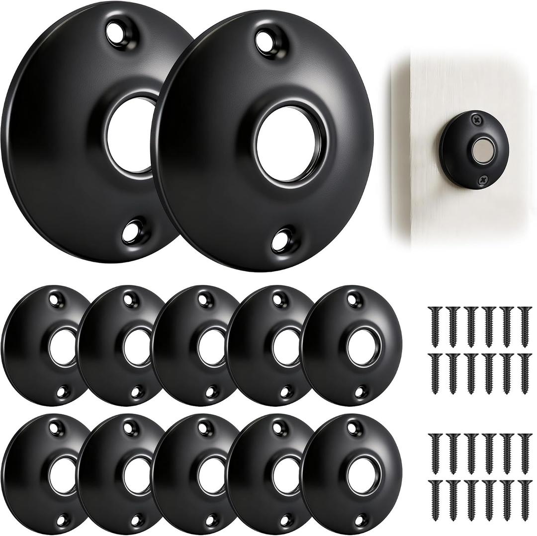 Saillong 12 Pack Vintage Door Knobs Round Rosettes, Classic Old Style Door Knob Replacement for Interior Doors, Antique Doors Knob Backplate for Classic Home Restoration (Matte Black)