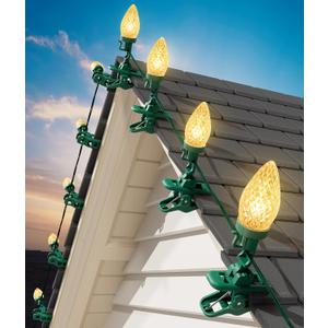 Brightown C9 LED Christmas Lights Outdoor, 99 Feet 150 LED C9 String Lights with 150 Spring Clips, Waterproof Connectable Christmas Tree Lights for Outside Roofline Patio Home Xmas Decor, Warm White (102 Ft)