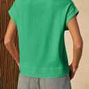 Saodimallsu Womens Cap Short Sleeve Sweater Vest Summer Casual Crew Neck Loose Knit Lightweight Pullover Tank Tops (Small, Green)