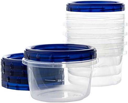 PLASTICPRO [16 oz 3 Pack] Deli Containers Clear bottom With blue Top Twist on Lids Reusable, Stackable, Food Storage Freezer Container