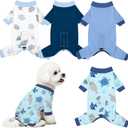 4 Pack Dog Pajamas Pet Costumes Dog Jammies Onesies Sweatshirt Adjustable Breathable Stretchy Clothes for Puppy Small Medium Large Dogs Girls Boys,M (Conch, Blue, Underwater Animals, Navy)