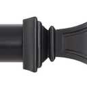 Ivilon Decorative Window Curtain Rod - Carved Square Finials, 1 1/8 in Rod, 48 to 86 in. Black