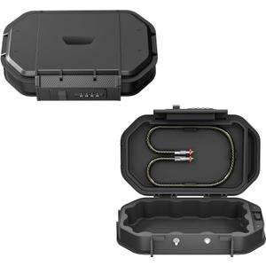 Portable Travel Safe Lock Box with 4-Digit Combination Lock - Waterproof Anti-Theft Security Box for Beach, Hotel, Car, Dorm - Includes Removable Steel Cable for Phone, Passport, Cash