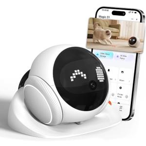 Vivideye Pet Camera 1080P, Movable Robot Security Camera for Dog Cat, Rolling Robot Indoor Camera with Talk,Battery-Operated, Auto-Recharge, Night Vision,SD/Cloud Storage, Pet/Human/Voice Detection