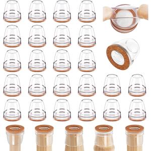 Ezprotekt 16 PCS Chair Leg Floor Protectors for Hardwood Floors, Silicone Chair Leg Caps Cover, Easy to Move, Protect Furniture Feet Floors Reduce Noise and Scratches (Fit 0.6" - 0.8", Clear)