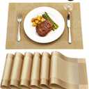 Placemats,Table Place Mats for Kitchen Dining, Heat-Resistant Anti-Skid Stain Washable PVC Table Mats, Easy to Cleaning Woven Vinyl Dinner Mats (Gold, 6 Pack)