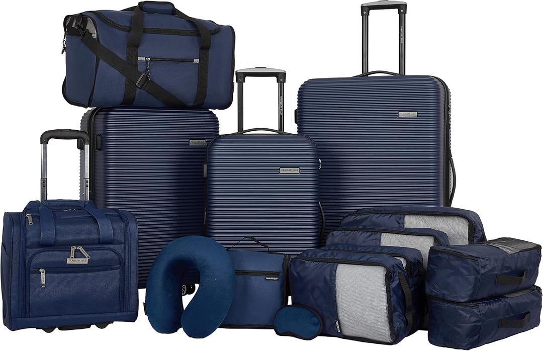 Travelers Club Riddock Luggage and Travel Accessories, Navy Blue, 14-Piece Set