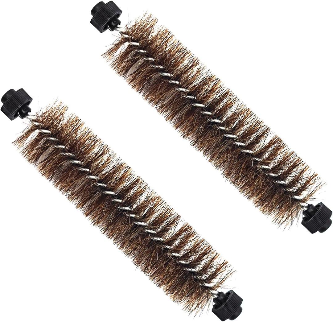 JEHONN 2 Packs Carpet Floor Sweeper Replacement Horsehair Brush, Non Electric Quite Rug Roller Brush Refill for Cleaning Pet Hair, Loose Debris, Lint