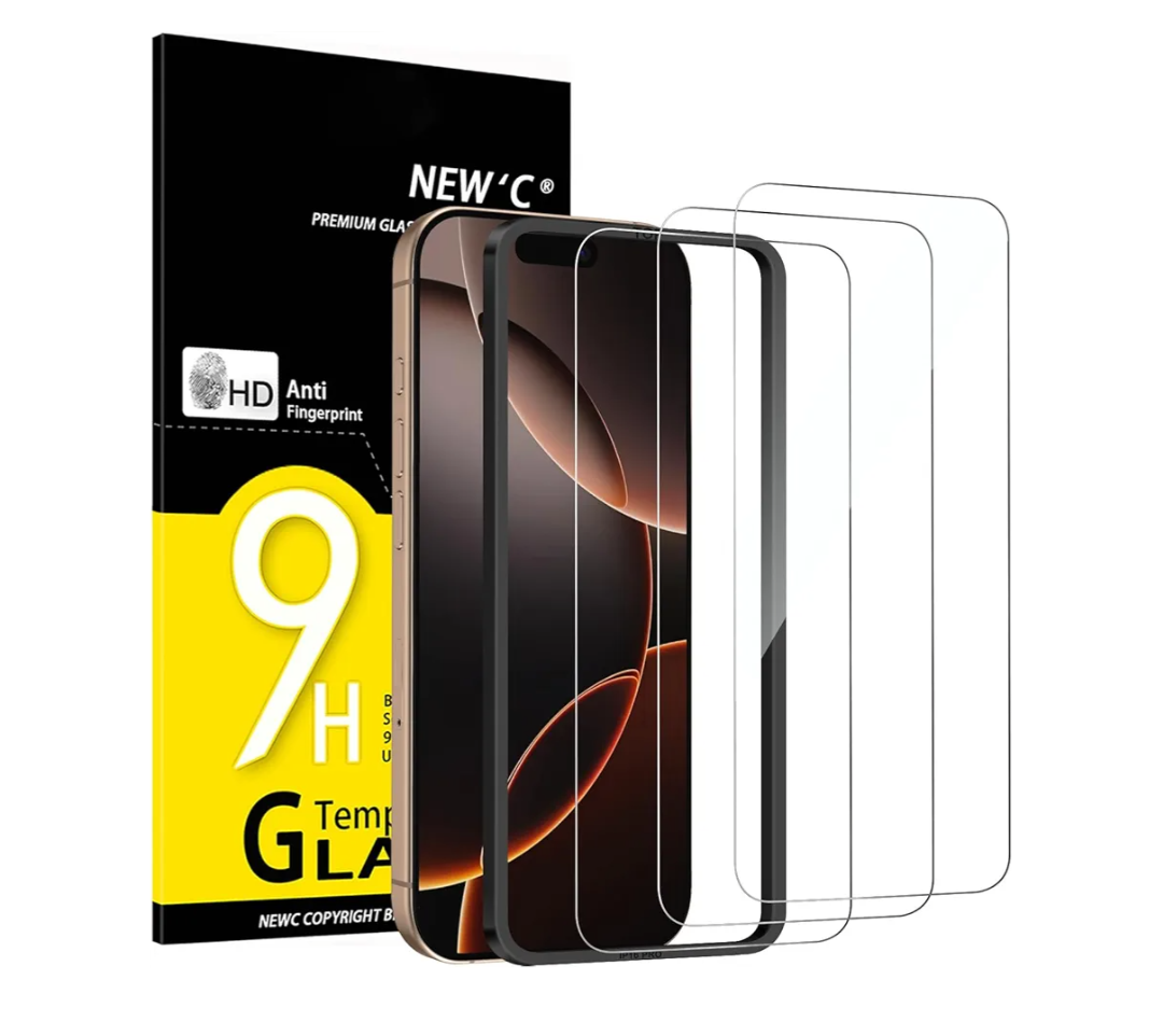 NEW'C 3 Pack Designed for iPhone 17/17 Pro,iPhone 16 Pro Screen Protector (6.3 inches), Enhanced Tempered Glass Protection with easy installation tool included, Case Friendly