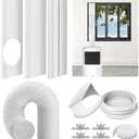Hyphen-X Portable Air Conditioner Window Vent Kit, with 5.9" Exhaust Hose, 3 Slide Seal Plates, Universal Coupler, Adjustable AC Vent Kit for Ducting Universal for Horizontal & Vertical Windows