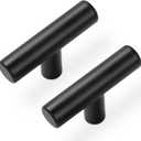 Estmoon 30 Pack Cabinet Knobs Matte Black Drawer Knobs Stainless Steel 2 Inch Overall Length Dresser Knobs for Cabinets Cupboard Bathroom Kitchen Hardware, Single Hole T Bar Knobs