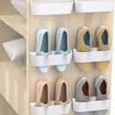 Wall Mounted Shoes Rack 6Pack with Sticky Hanging Strips, Plastic Shoes Holder Storage Organizer, Door Shoe Hangers (SM03-White-6)