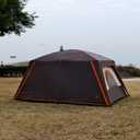KTT Large Tent 8-10 Person, Family Cabin Tents, 2 Rooms, 2 Doors and 4 Windows with Mesh, Straight Wall, Waterproof, Double Layer, Big Tents for Outdoor, Picnic, Camping, Family Gathering(Brown)