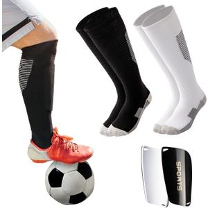 Shin Guards Soccer Younth, for Girls Boys Soccer Socks and Shin Guards,Adults Soccer Shin Guards for Men, Women (S)