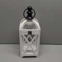 17"  Vintage Distressed White Metal Lantern, Glass Paneled Hanging Candle Lantern, Rustic Farmhouse Decor for Indoor & Outdoor Patio, Garden, Wedding & Entryway Display