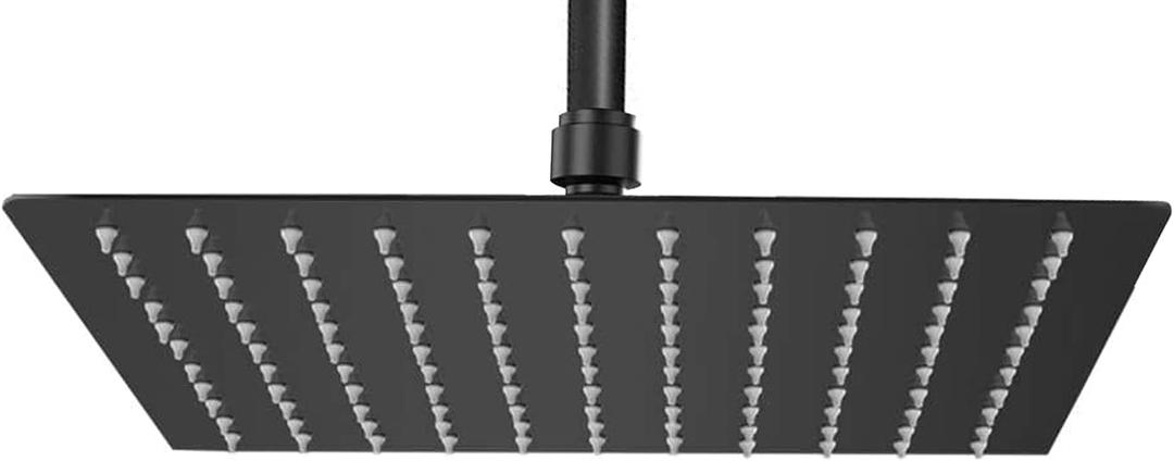 NearMoon Rain Shower Head, High Flow Stainless Steel Square Rainfall Shower, High Pressure Design, Awesome Shower Experience Even At Low Water Flow (10 Inch, Matte Black)