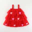 Toddler Baby Girl Outfit 3D Plush Heart Sleeveless Layered Tulle Tutu Dress Suspenders Summer Clothes