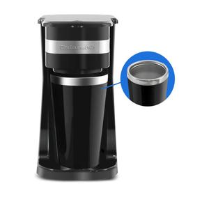 Elite Gourmet EHC111A Personal Single-Serve Compact Coffee Maker Brewer Includes 14Oz. Stainless Steel Interior Thermal Travel Mug, Compatible with Coffee Grounds, Reusable Filter, Black
