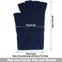1Pairs Half Finger Gloves for Men Women Winter Warm Knit Fingerless gloves for women and men (One Size, Navy)