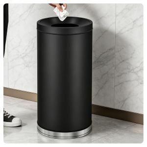Commercial 13 Gallon Trash Can with Open Top, Matte Black Stainless Steel
