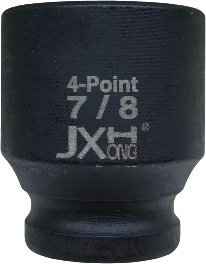 1/2" Drive 7/8" 4-Point Square Impact Socket, Heat Treated Cr-V Alloy Steel