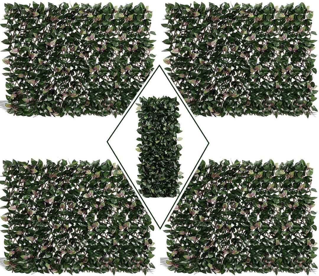 DOEWORKS Expandable Fence Privacy Screen for Balcony Patio Outdoor, 4PCS Faux Ivy Fencing Panel for Backdrop Garden Backyard Home Decorations