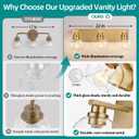 Bathroom Light Fixtures, 3-Light 22 Inch Brushed Gold Bathroom Vanity Light, Modern Wall Sconces with Clear Glass Globe Shades, Vanity Lighting Fixtures Over Mirror, E26 Socket (Bulbs Not Included)