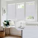 Allesin Zen No Drill No Tools Top Down Bottom Up Cellular Shades,Blackout Cordless Window Blinds for Indoor Windows,Easy to Install Honeycomb Blinds,White(Blackout) 34.5" Wx64 H