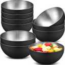 Nuogo 10 Pcs Black Bowls 5.9 Inch Stainless Steel Mixing Bowls Decorative Esthetician Bowl for Facial Metal Serving Bowl for Holiday Birthday Party Wedding Baking Prepping Salad Fruit Soup