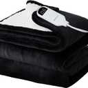 Bedsure Electric Blanket Twin - Soft Flannel Heated Blanket, Fast Heating with 10 Time Settings & 6 Heat Settings, Warm Gift for Grandma (62x84 inches, Black)