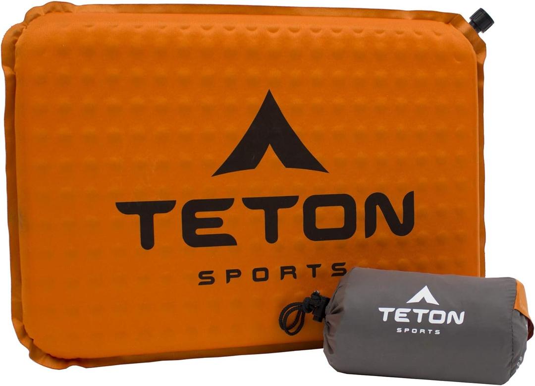 TETON Sports Camping Seat Cushion; Stadium Seat; Office Chair; Car Pad; Inflatable (Orange)