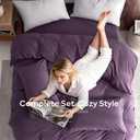 JELLYMONI 100% Washed Cotton Duvet Cover Queen – Soft, Breathable Linen-Look Bedding with Natural Wrinkle Texture, Button Closure, 3-Piece Set (Iris Purple, 90"x90")