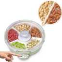 Electric Vacuum Serving Tray - Divided Snack Tray with Lid for Nuts, Cereals, Candy - Battery Operated Snack Container for Parties, Events, Picnics - Snackle Box for Kitchen, Dorm, Apartment (Matcha Green)