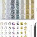 10200pcs Nail Pearl - Half Round Flatback Pearls & Nail Rhinestones Caviar Beads Multi Shapes Metal Rivets - Multi Sizes Flatback Pearl Nail Charms for Nail Art Jewelry Design DIY Crafting