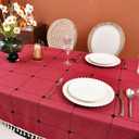 Plaid Farmhouse Red Oval Tablecloth Cotton Linen Heavy Weight Checkered Table Covers Cloths for Dining Room Kitchen Tabletop Decoration, 60x104 Inch