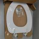 Mayfair Padded Toilet Seat, Cushioned Soft Vinyl over Wood Core Seat, Secure Hinges, Easy Clean, Made in USA, Elongated, White
