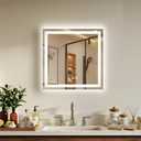 24X24 LED Bathroom Mirror with Lights, Anti-Fog, Backlit + Front Lit (CRI>90), Lighted Bathroom Vanity Mirror for Wall, Memory Function, Dimmable, Tempered Glass, Shatter-Proof